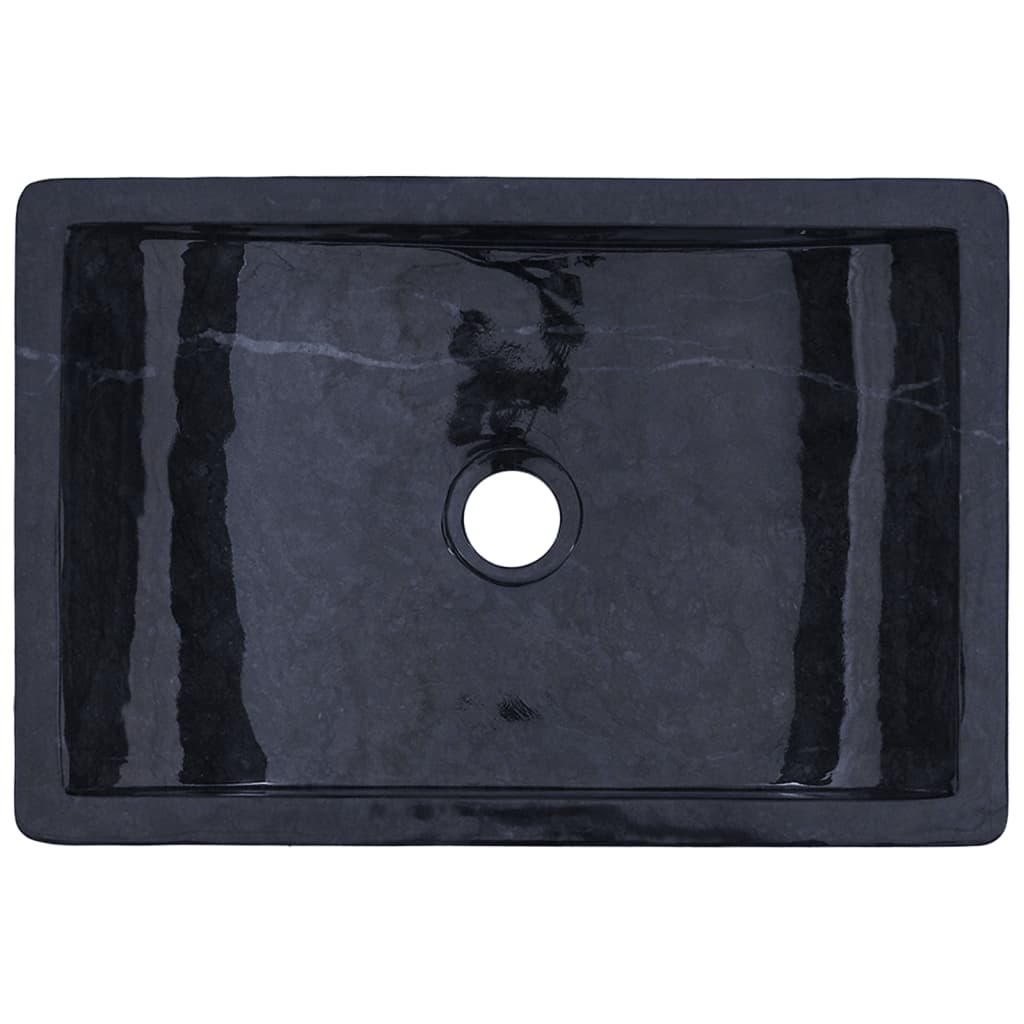 vidaXL Umywalka, 45x30x12 cm, marmurowa, czarna na wysoki połysk
