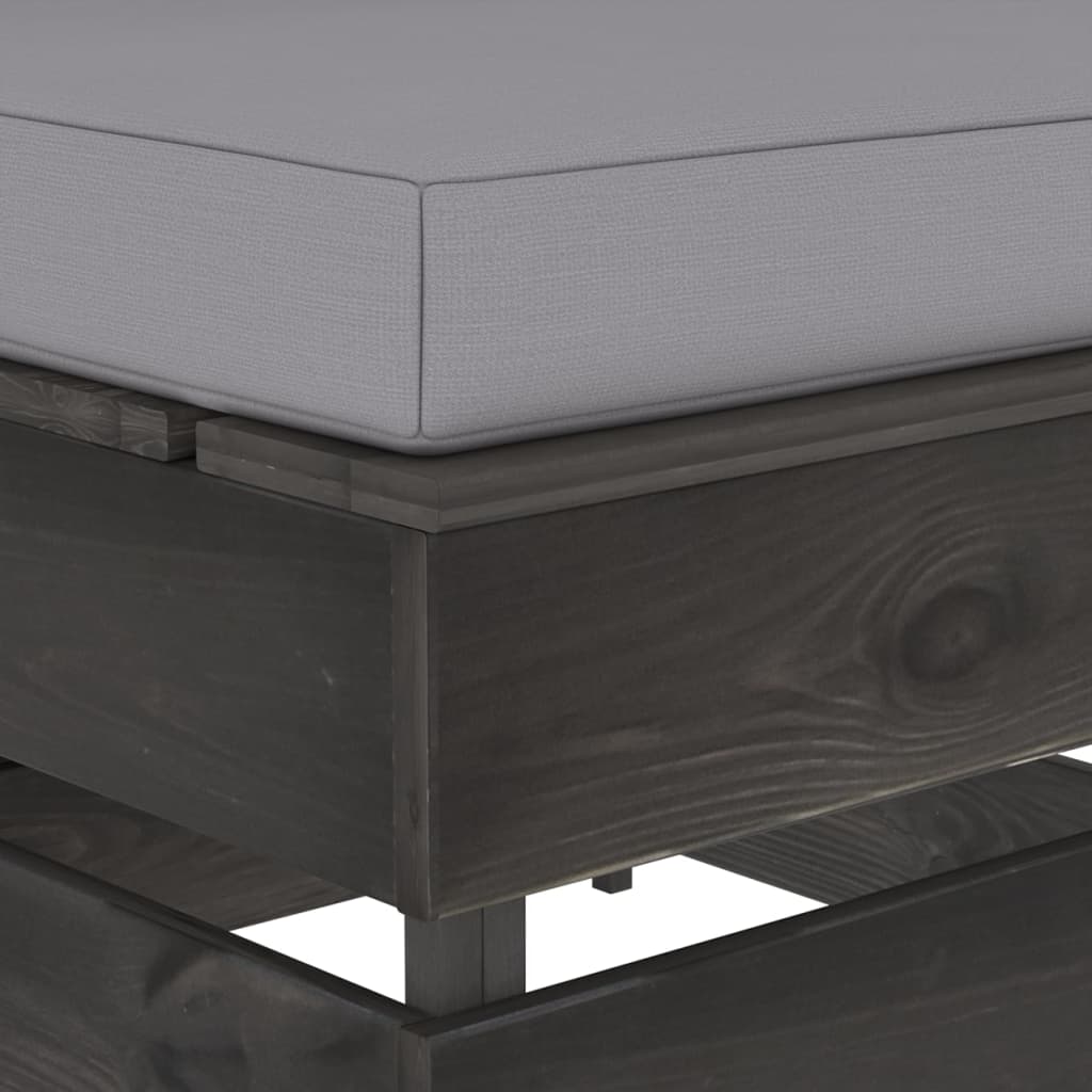 vidaXL Modułowy stołek z poduszką, impregnowane na szaro drewno