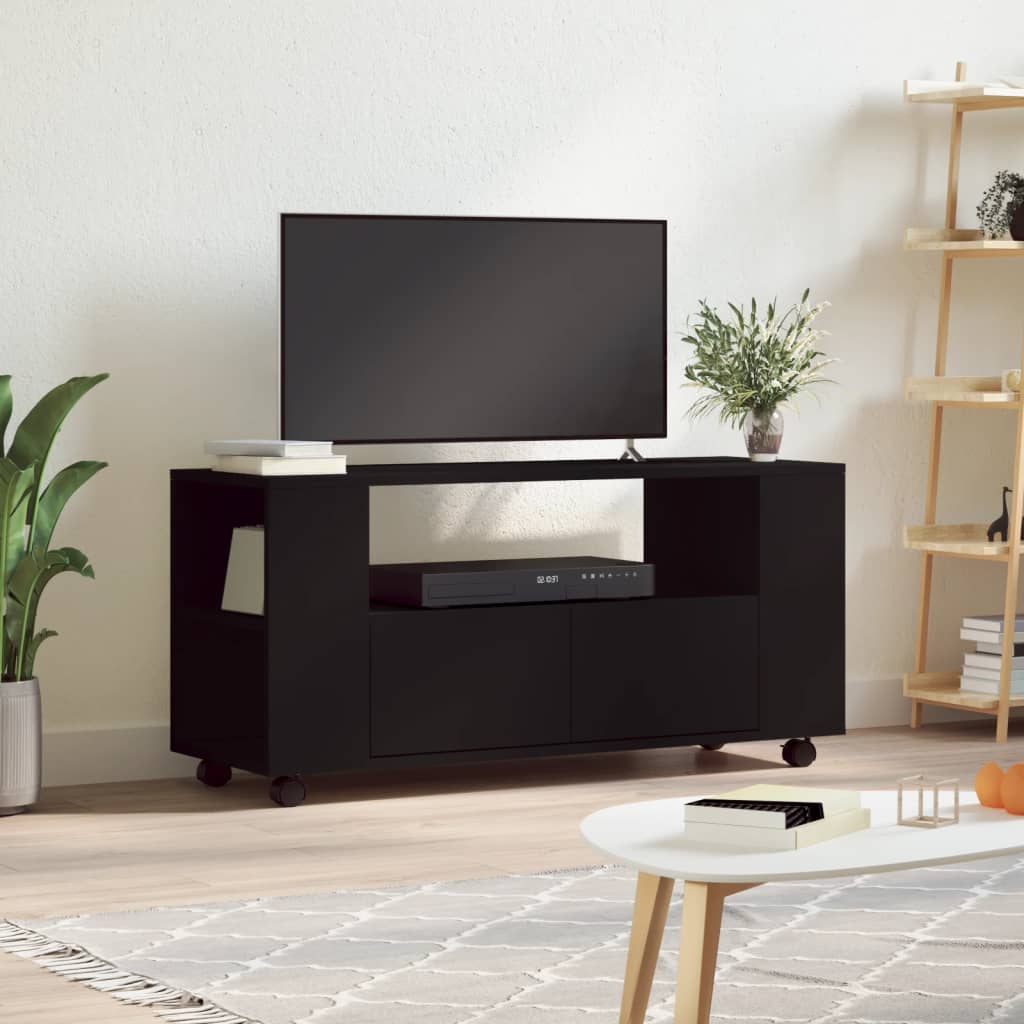 vidaXL Szafka pod TV, czarna, 102x34,5x43 cm, materiał drewnopochodny