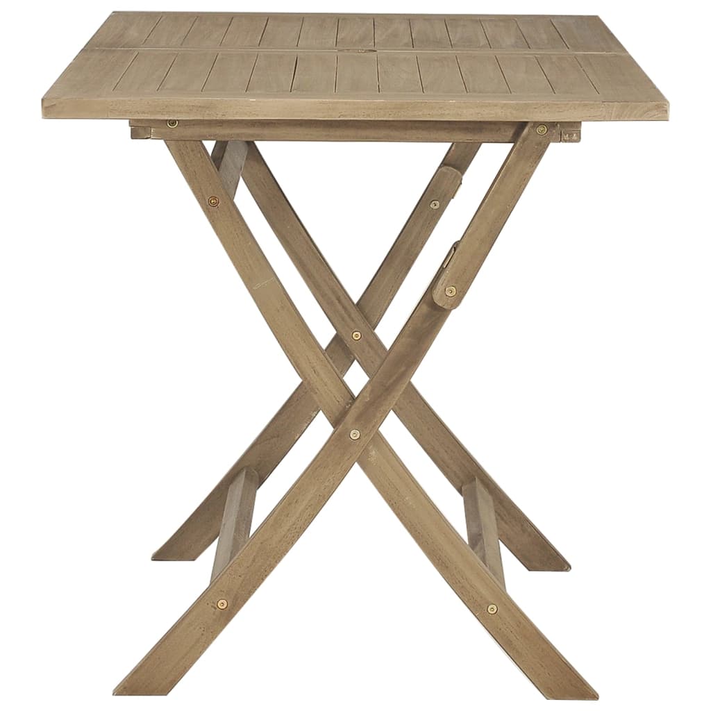 vidaXL Składany stół ogrodowy, szary, 120x70x75 cm, drewno tekowe