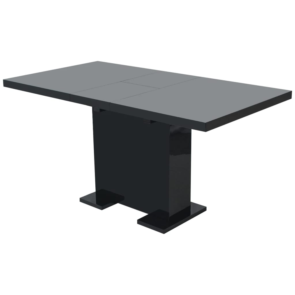 vidaXL Rozkładany stół jadalniany, czarny na wysoki połysk