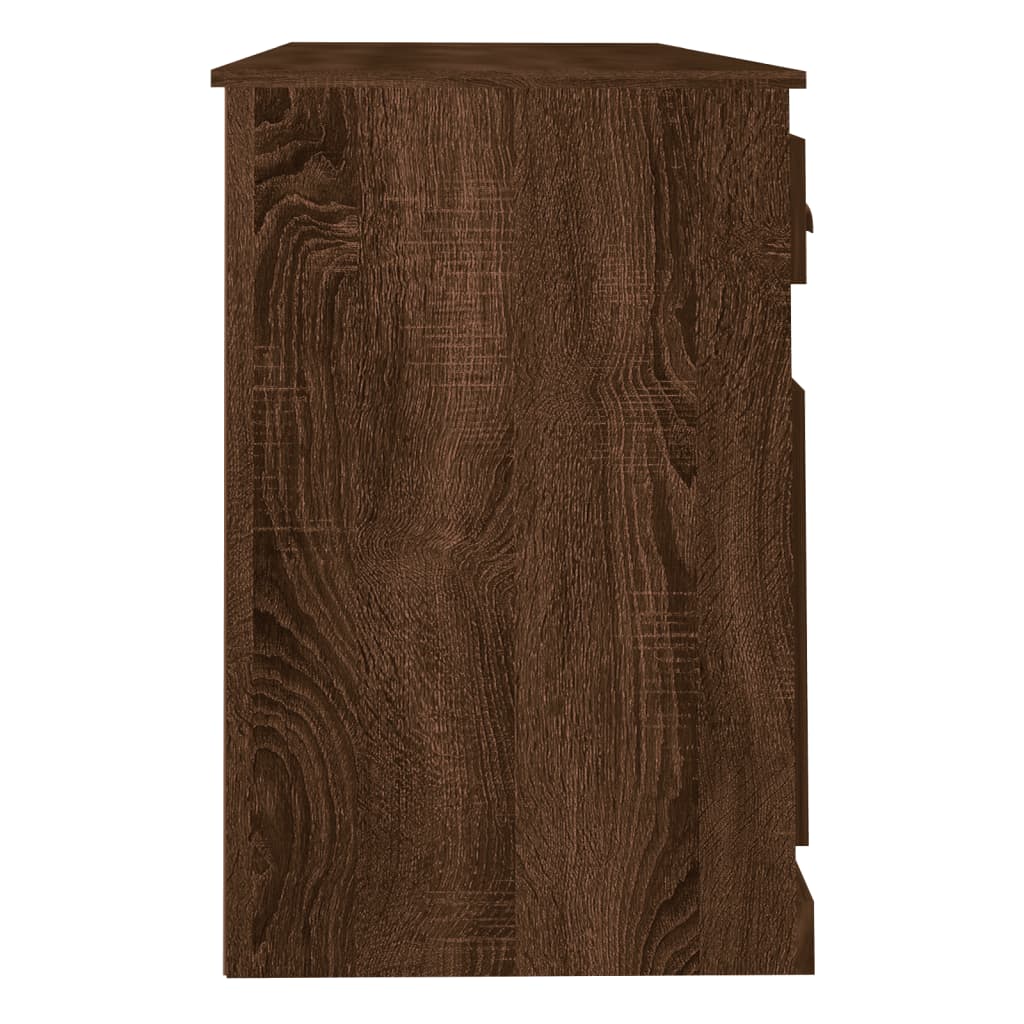 vidaXL Biurko z szafkami, brązowy dąb, materiał drewnopochodny