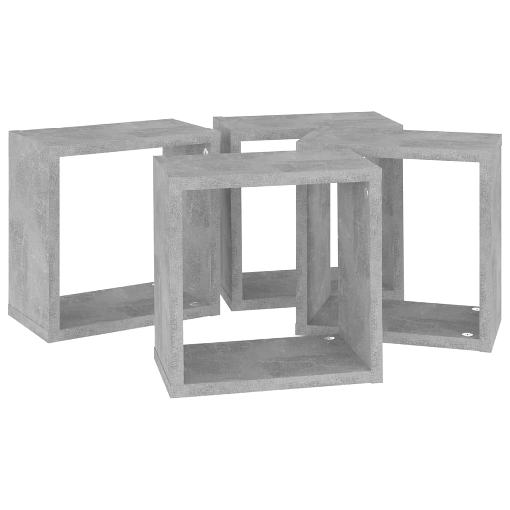 vidaXL Półki ścienne kostki, 4 szt., szarość betonu, 26x15x26 cm