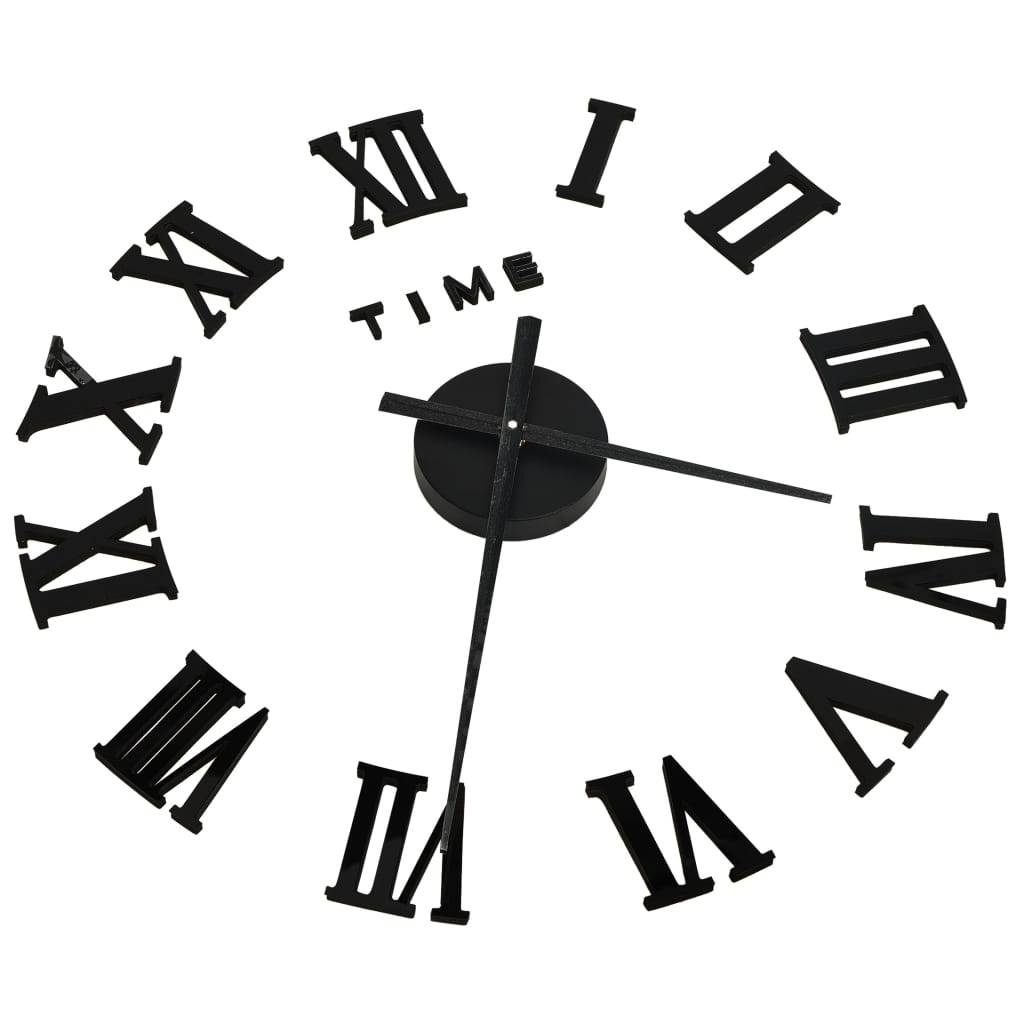 vidaXL Zegar ścienny 3D, nowoczesny design, czarny, 100 cm, XXL