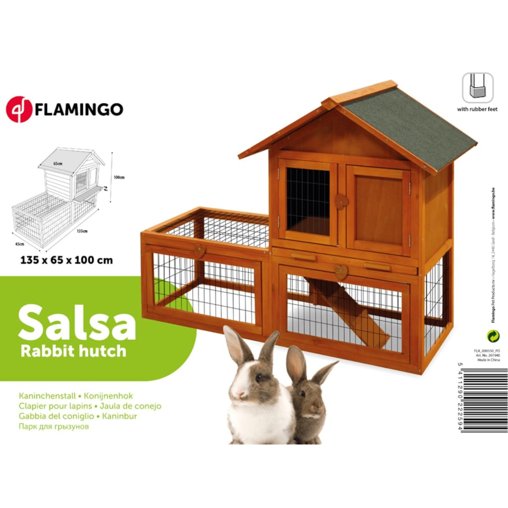 FLAMINGO Klatka dla królika Salsa, 135x65x100 cm, brązowa