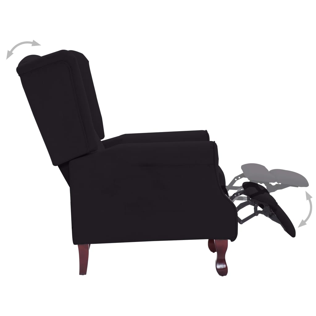 vidaXL Fotel rozkładany, czarny, tapicerowany tkaniną