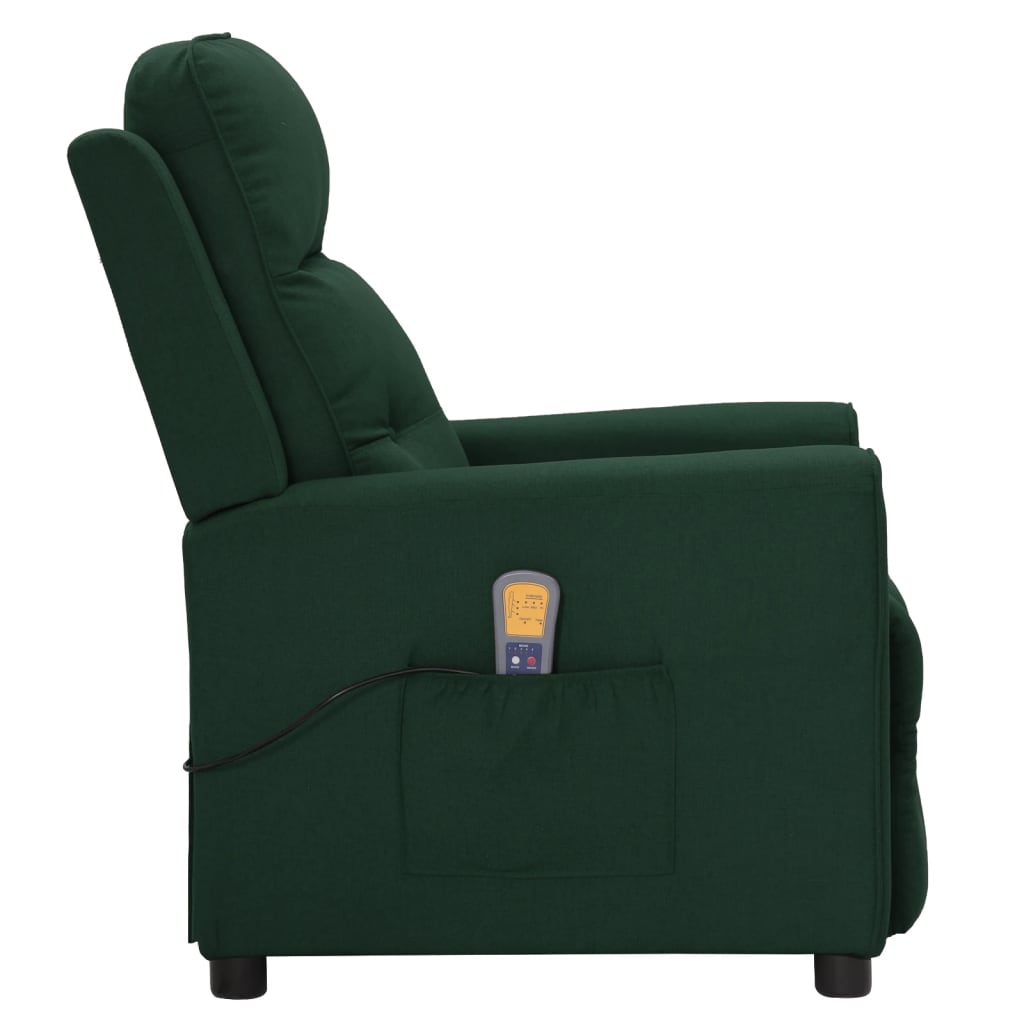 vidaXL Rozkładany fotel masujący ułatwiający wstawanie, ciemnozielony