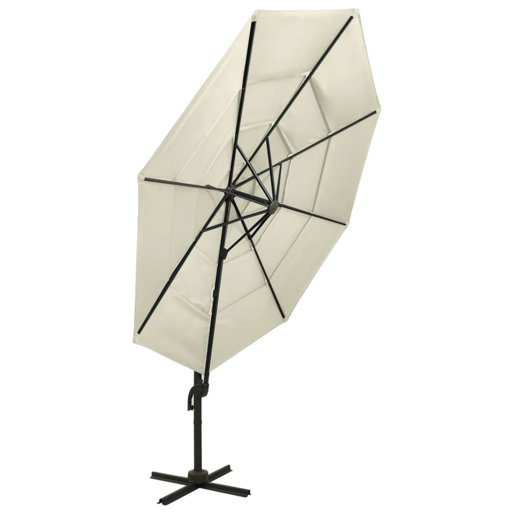 vidaXL 4-poziomowy parasol na aluminiowym słupku, piaskowy, 3x3 m