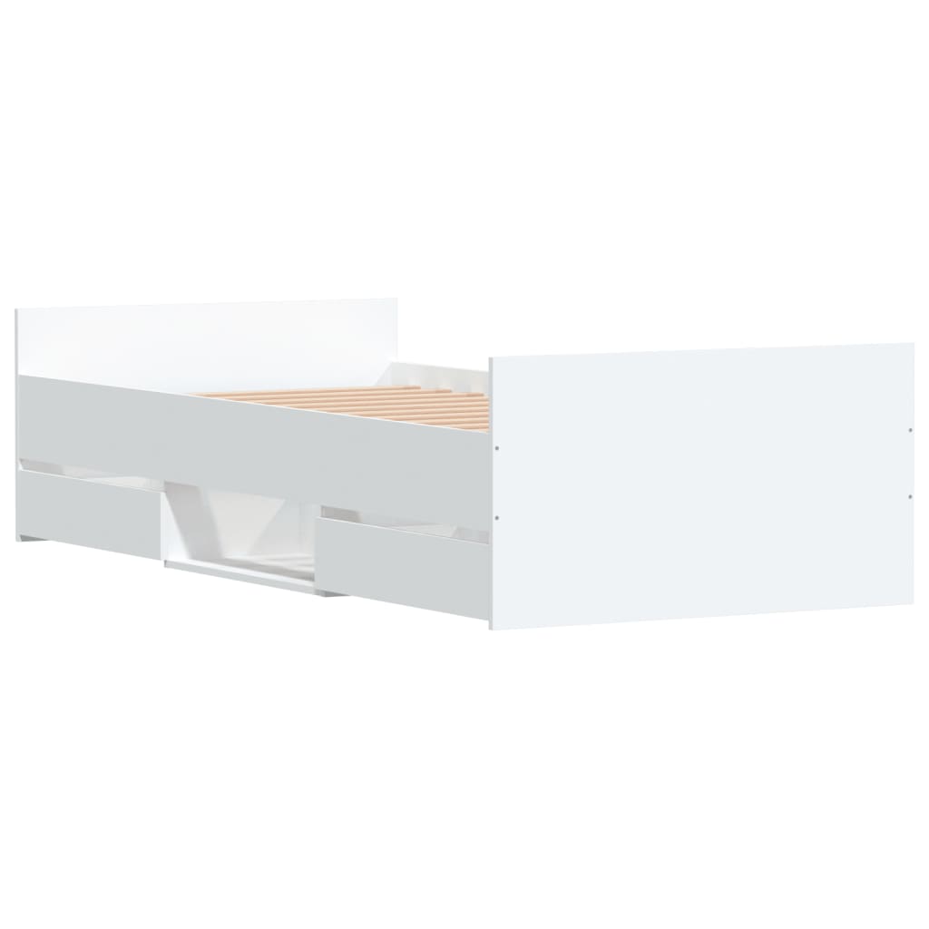 vidaXL Rama łóżka z wezgłowiem i zanóżkiem, biała, 90x190 cm