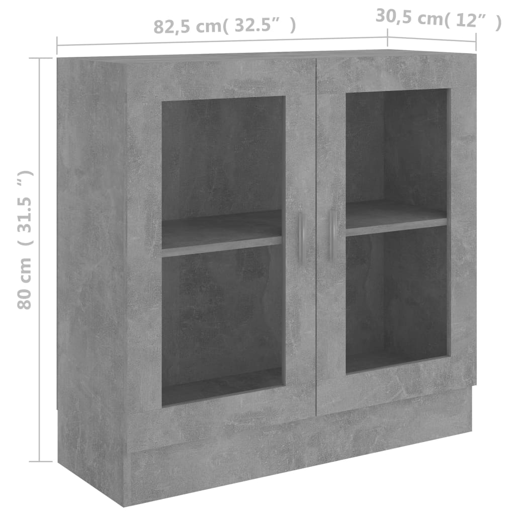 vidaXL Witryna, szarość betonu, 82,5x30,5x80 cm, płyta wiórowa
