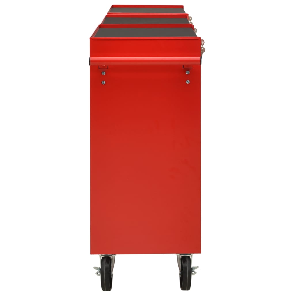 vidaXL Wózek narzędziowy, 21 szuflad, stalowy, czerwony