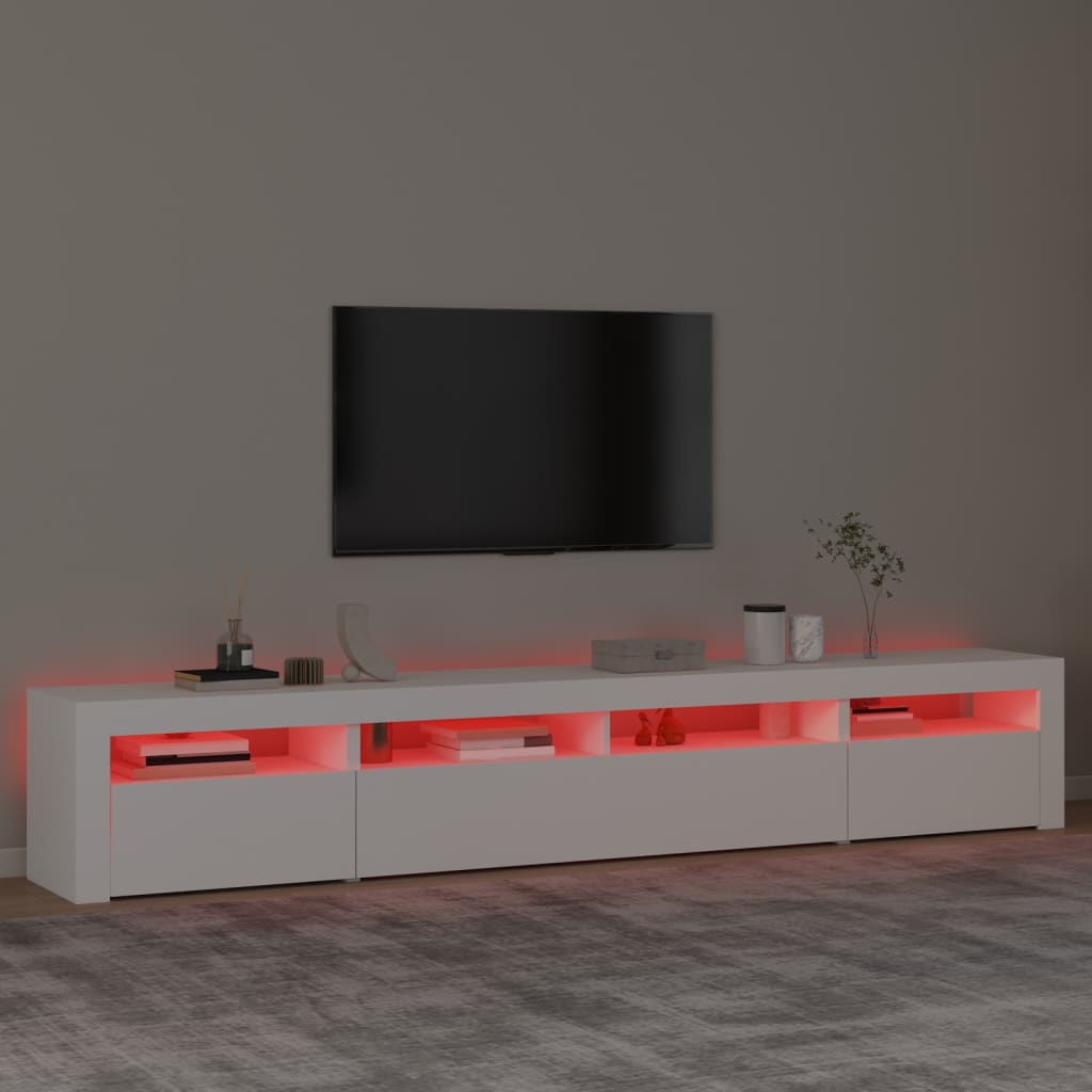 vidaXL Szafka pod TV z oświetleniem LED, biała, 240x35x40 cm