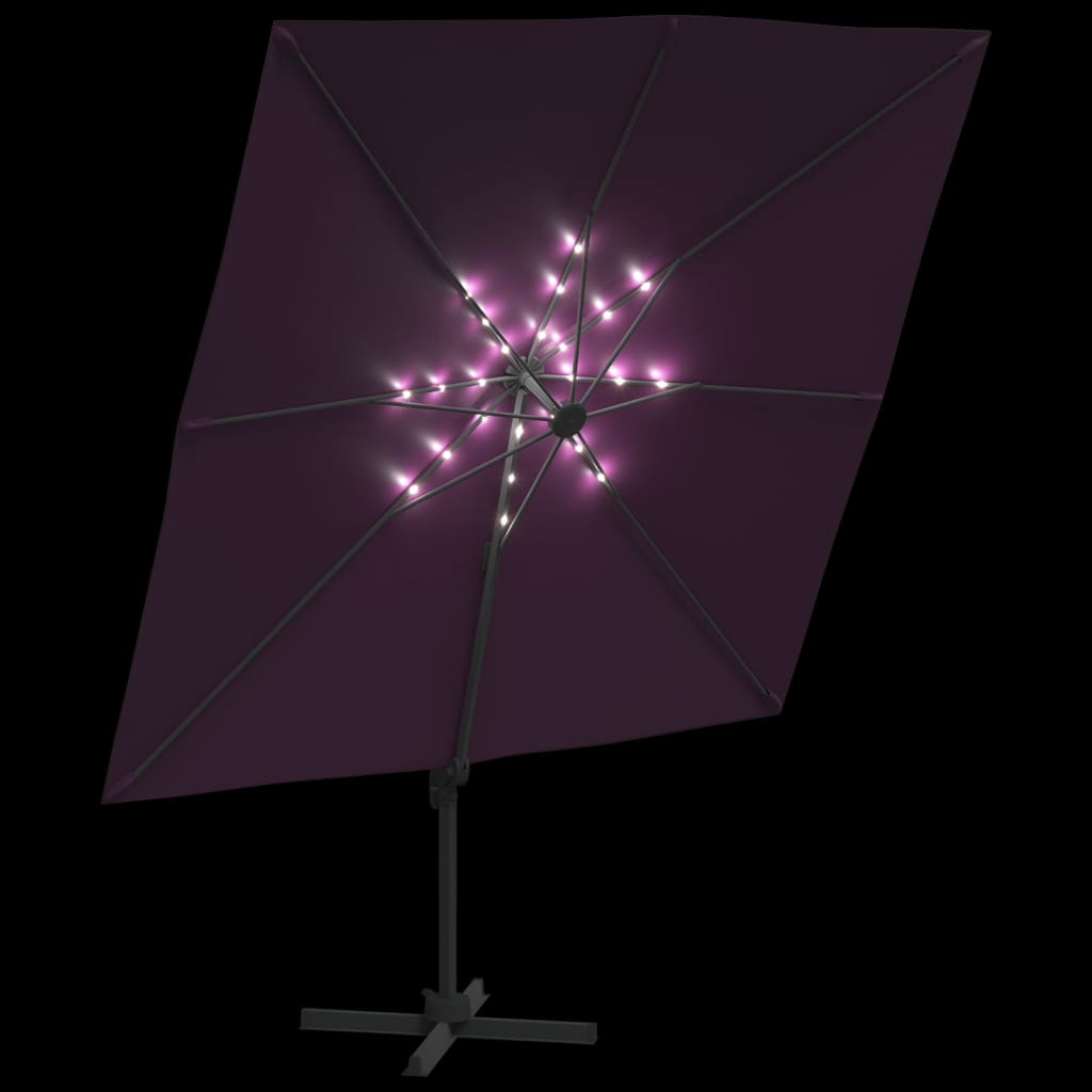vidaXL Wiszący parasol z LED, bordowy, 400x300 cm