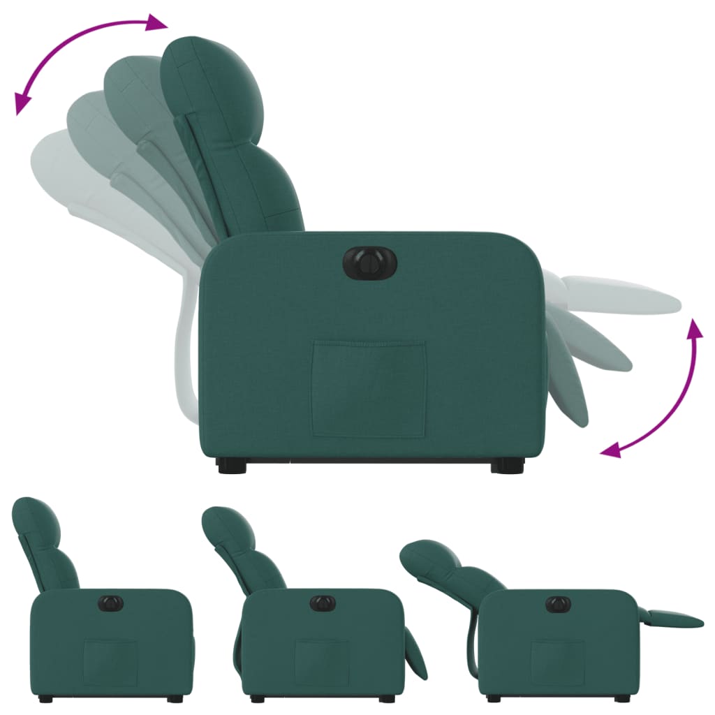 vidaXL Podnoszony fotel masujący, elektryczny, rozkładany, zielony