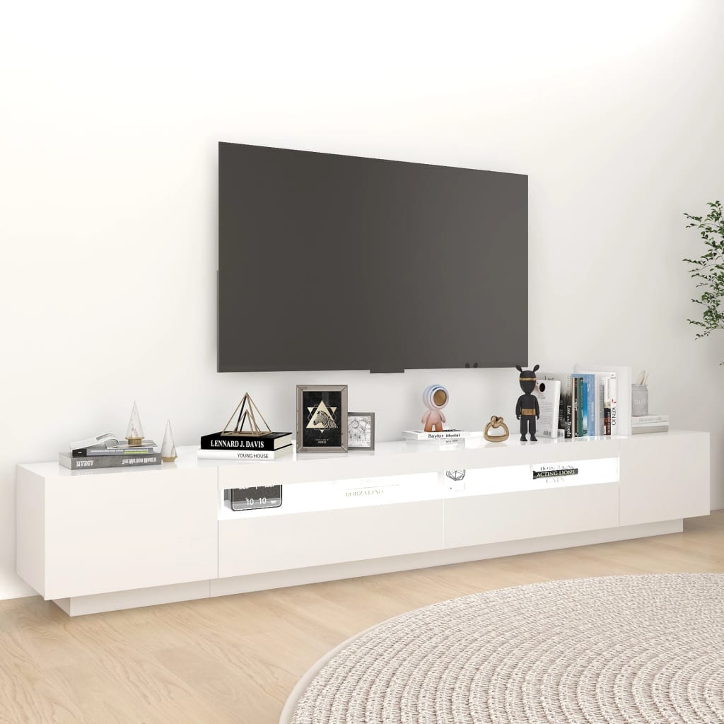 vidaXL Szafka pod TV z oświetleniem LED, biała, 260x35x40 cm