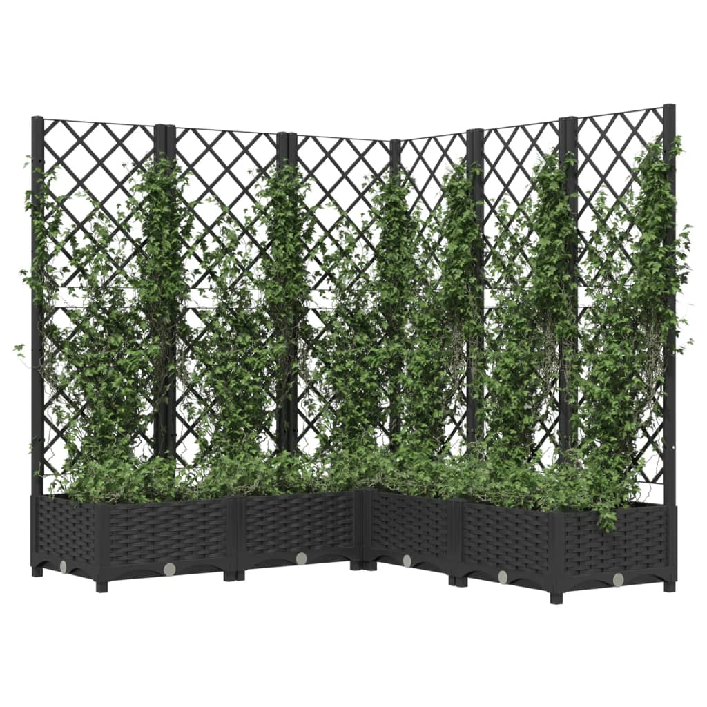 vidaXL Donica ogrodowa z kratką, czarna, 120x120x121,5 cm, PP