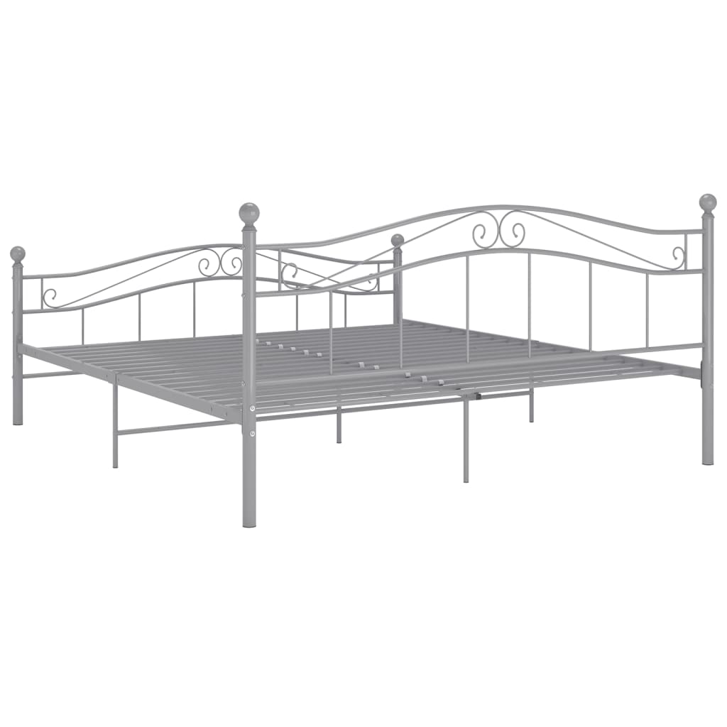 vidaXL Rama łóżka, szara, metalowa, 140 x 200 cm