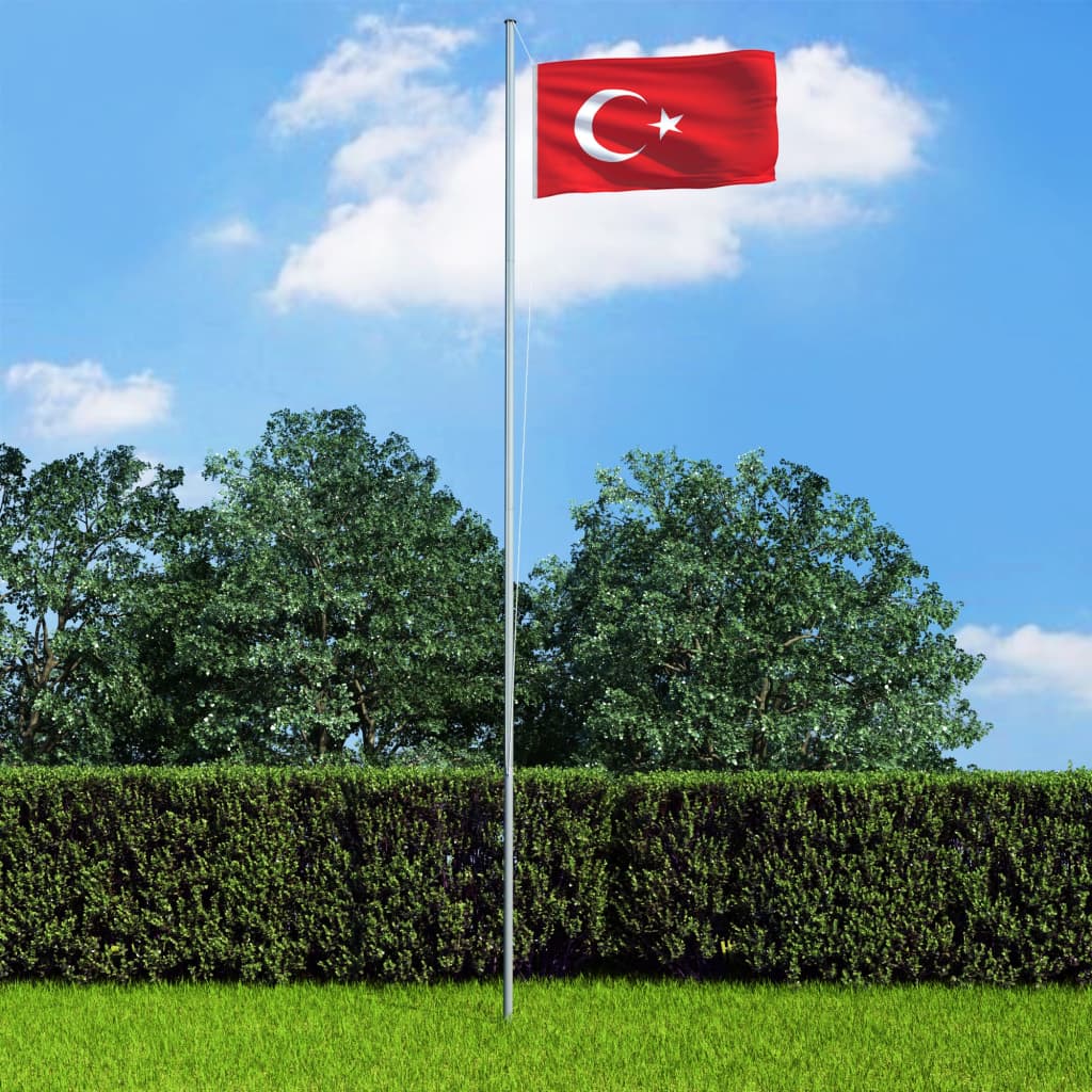 vidaXL Flaga Turcji z aluminiowym masztem, 6,2 m