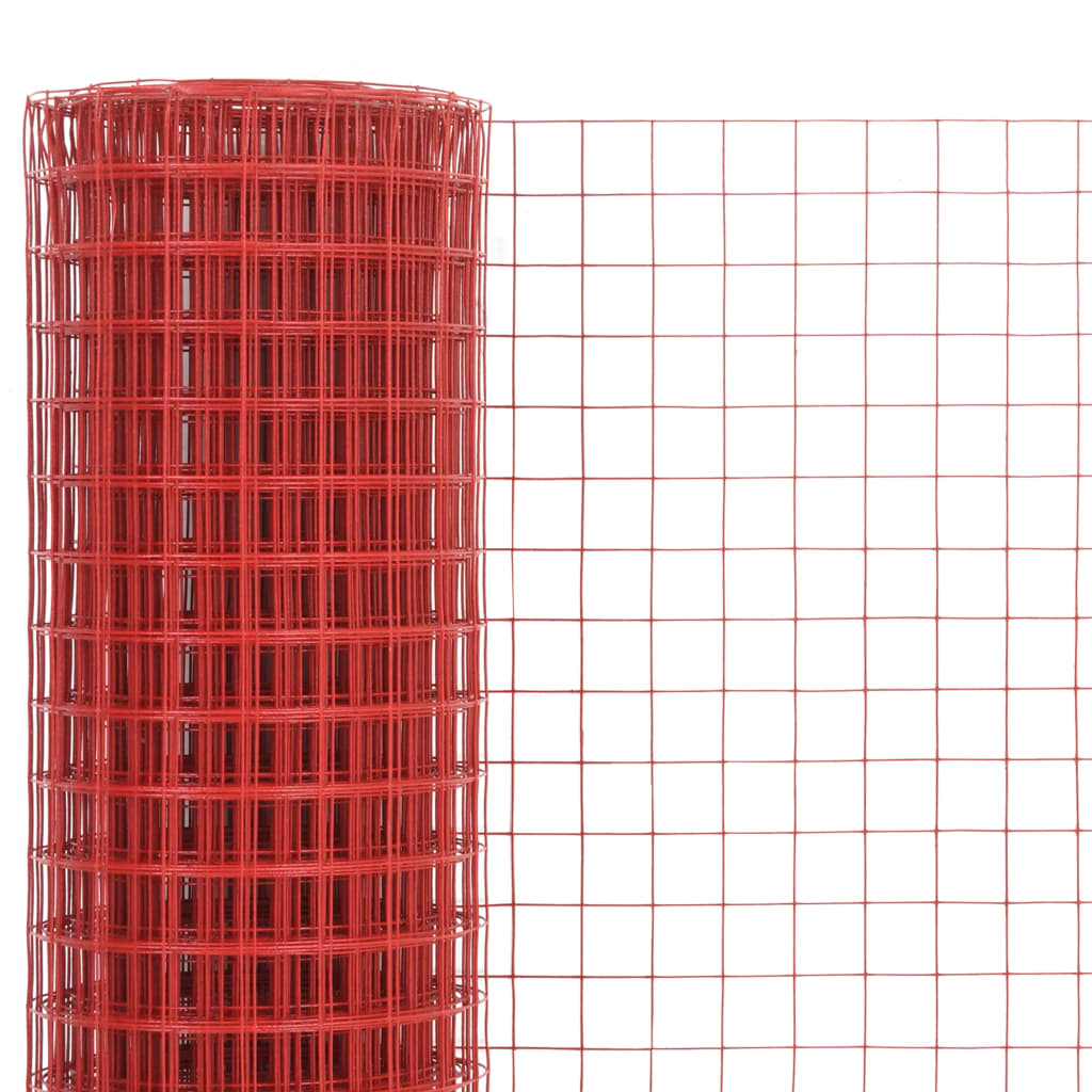 vidaXL Ogrodzenie z siatki, stal i PVC, 10x1 m, czerwone