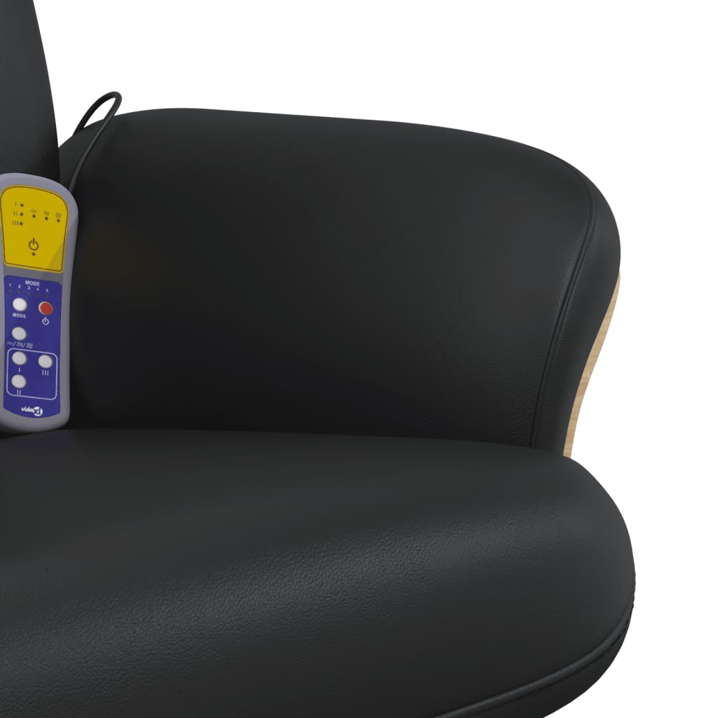 vidaXL Rozkładany fotel masujący z podnóżkiem, czarny, sztuczna skóra