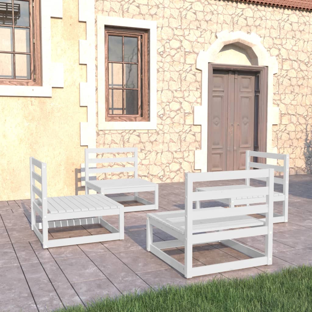 vidaXL 4-cz. zestaw wypoczynkowy do ogrodu, biały, drewno sosnowe