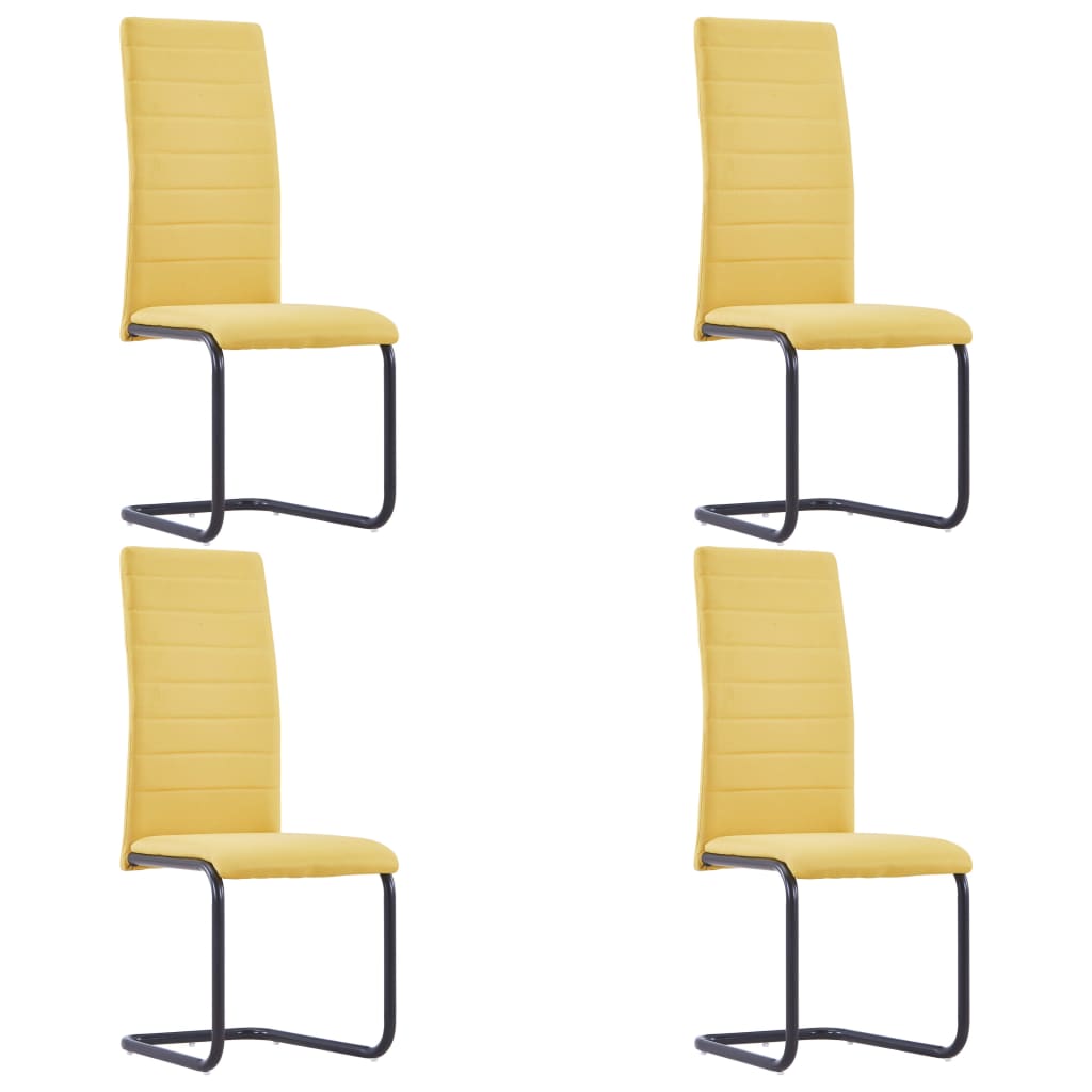 vidaXL Krzesła stołowe, wspornikowe, 4 szt., żółte, tkanina