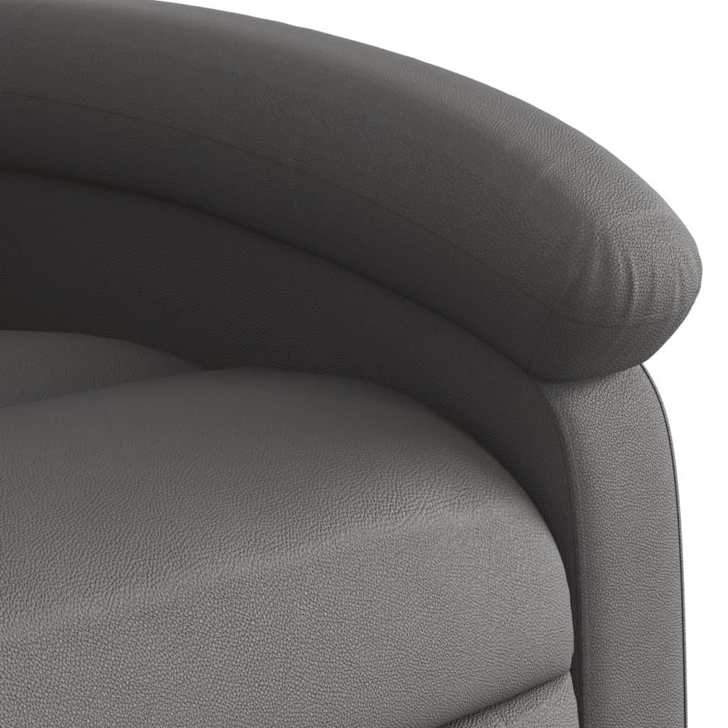 vidaXL Rozkładany fotel masujący, szary, skóra naturalna