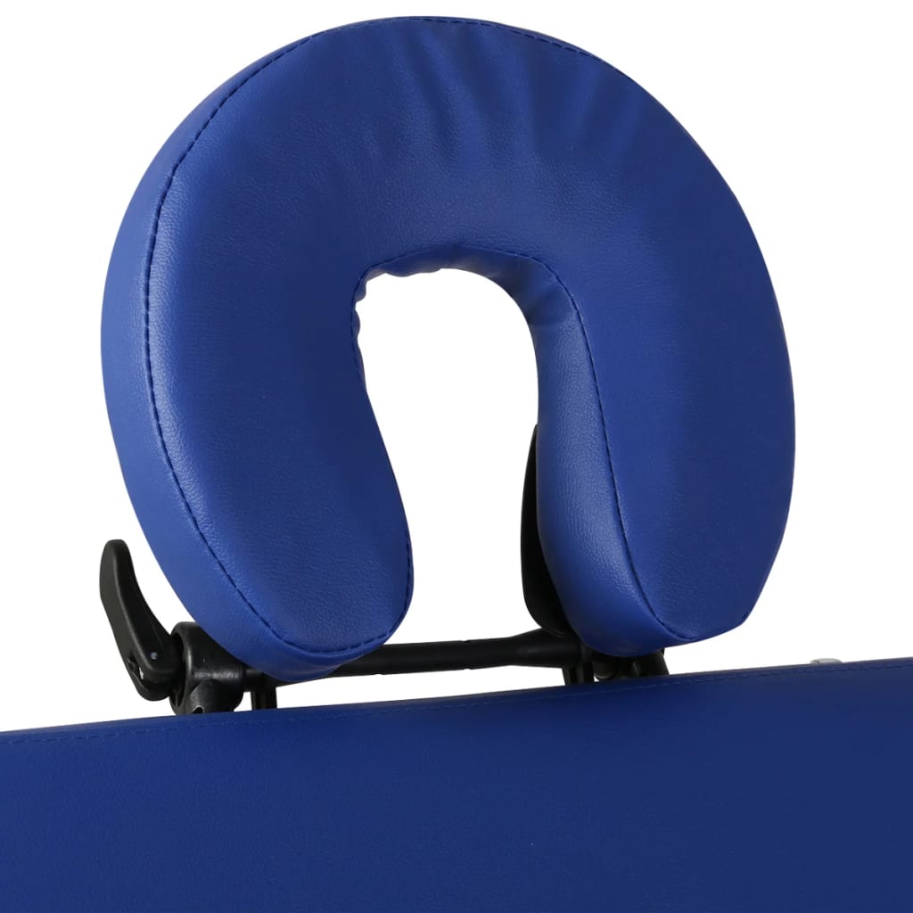 Składany stół do masażu z aluminiową ramą, 4 strefy, niebieski