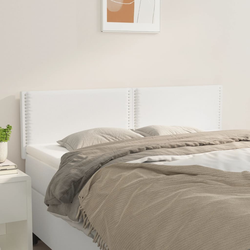 vidaXL Zagłówki do łóżka, 2 szt, białe, 72x5x78/88 cm, sztuczna skóra