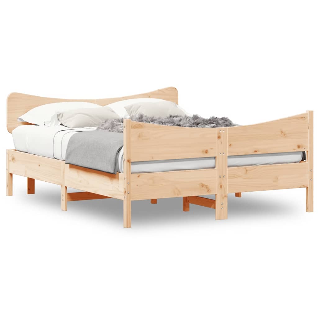 vidaXL Rama łóżka z wezgłowiem, 140x190 cm, lite drewno sosnowe