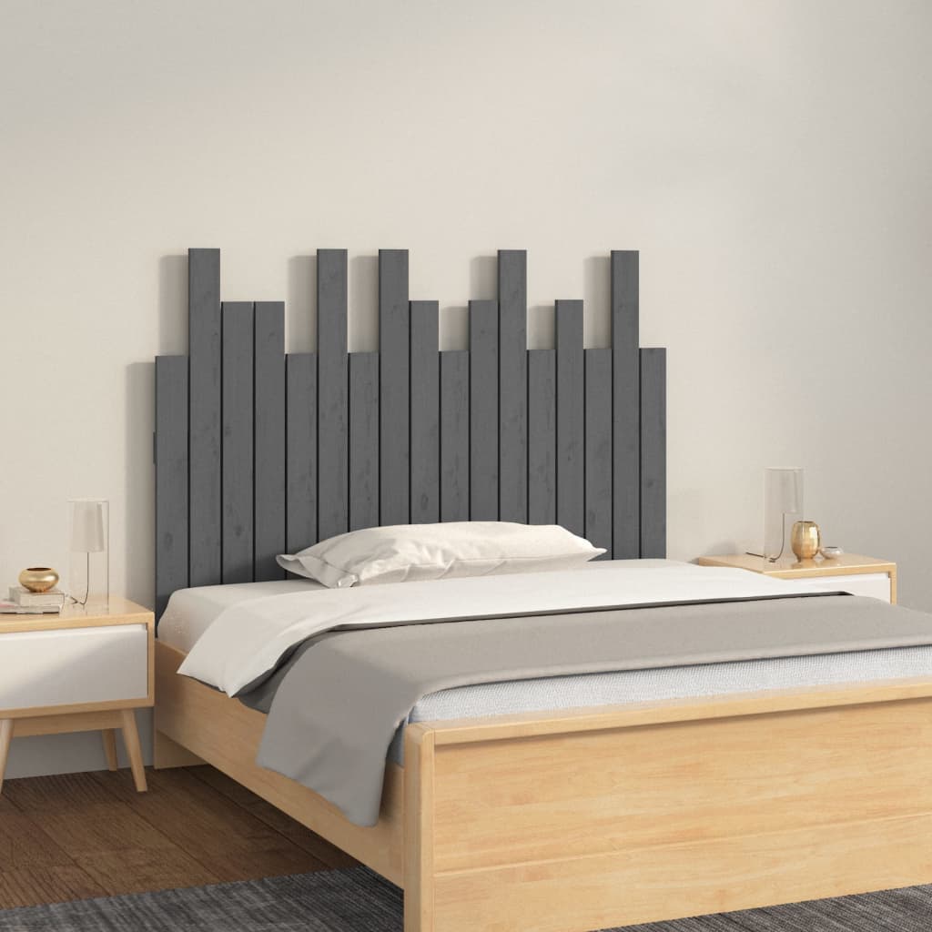 vidaXL Wezgłowie łóżka, szare, 108x3x80 cm, lite drewno sosnowe