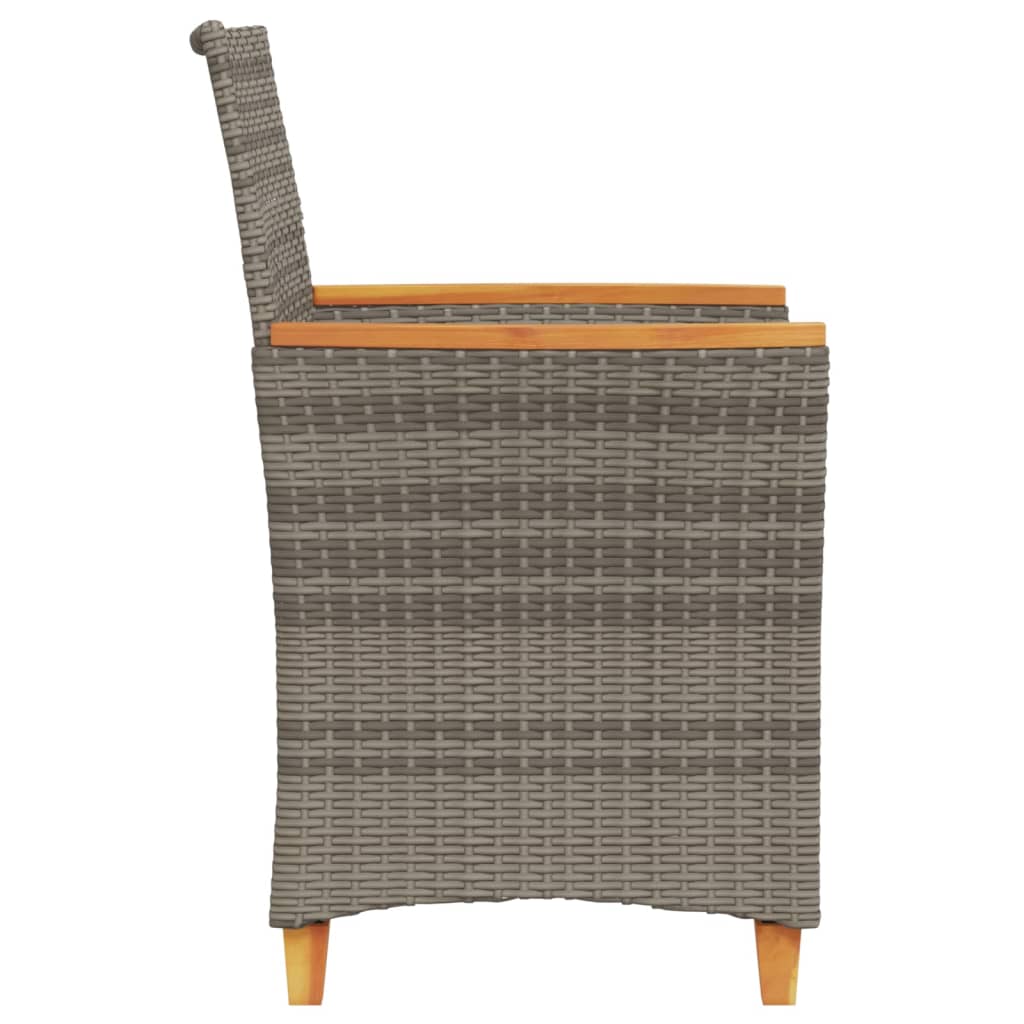 vidaXL Krzesła ogrodowe, poduszki, 2 szt, szare, polirattan i drewno