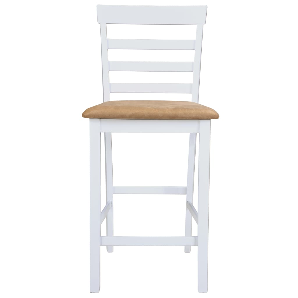 vidaXL Stół barowy i 4 krzesła, lite drewno, kolor naturalny i biały