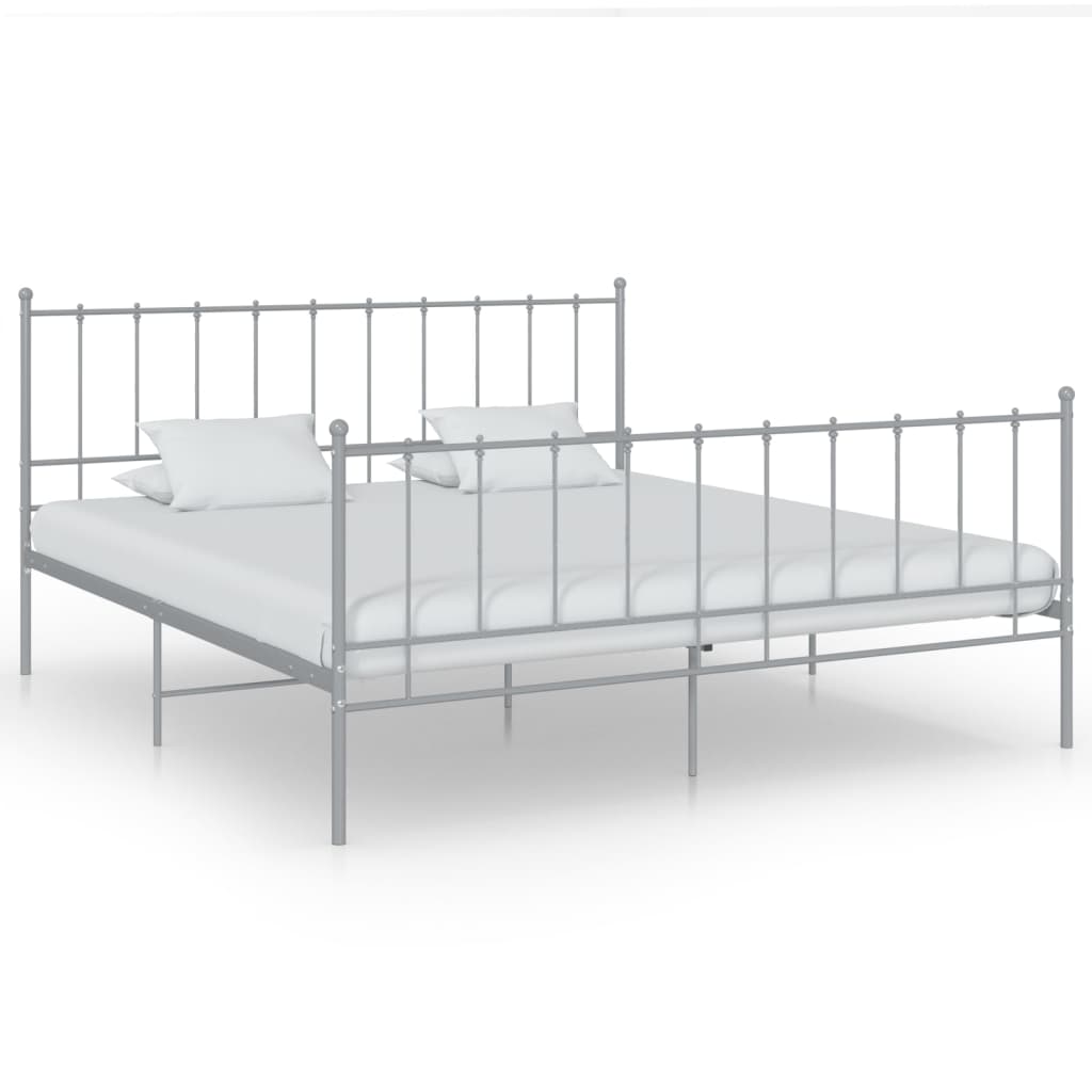 vidaXL Rama łóżka, szara, metalowa, 200 x 200 cm