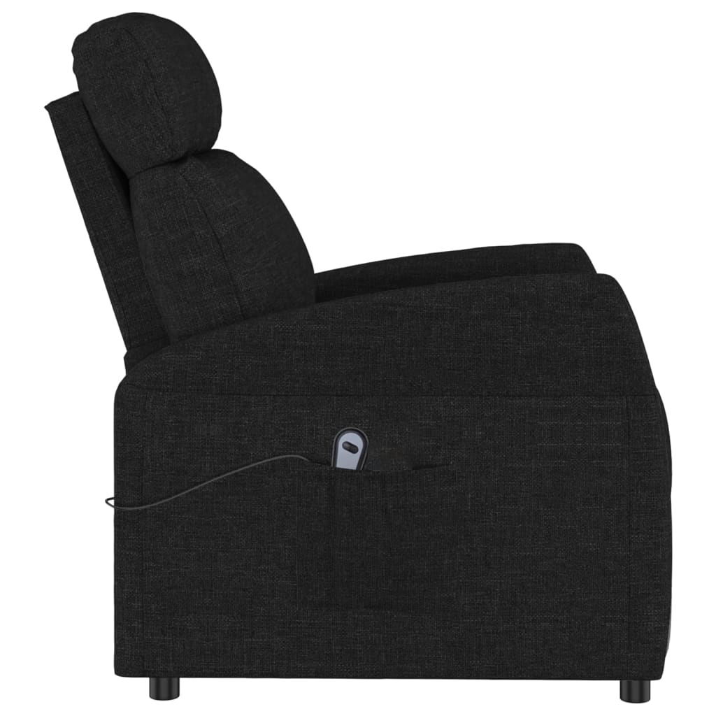 vidaXL Elektryczny fotel rozkładany, czarny, obity tkaniną