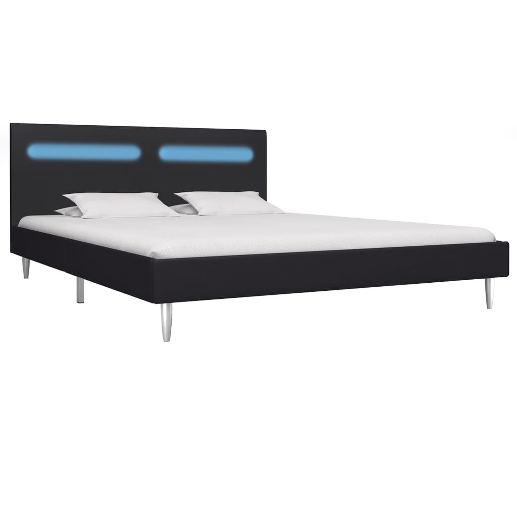 vidaXL Rama łóżka z LED, czarna, tapicerowana tkaniną, 180 x 200 cm