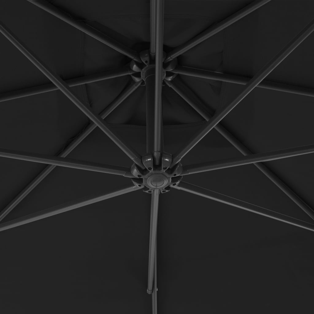 vidaXL Parasol wiszący ze stalowym słupkiem, 300 cm, czarny