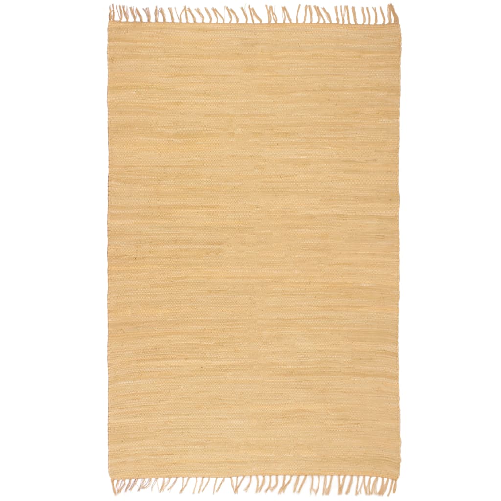 vidaXL Ręcznie tkany dywanik Chindi, bawełna, 200x290 cm, beżowy