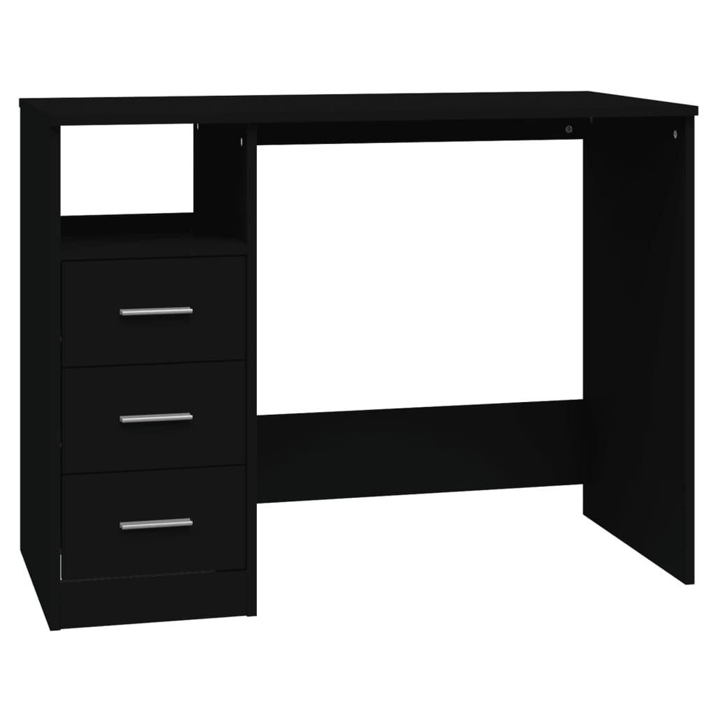 vidaXL Biurko z szufladami, czarne, 102x50x76 cm