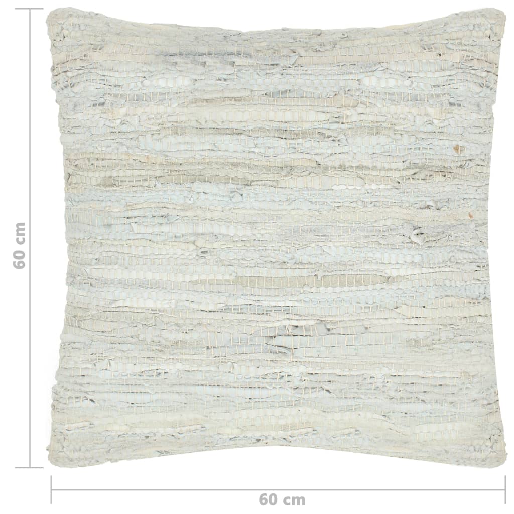 vidaXL Poduszka Chindi, jasnoszara, 60x60 cm, skóra i bawełna