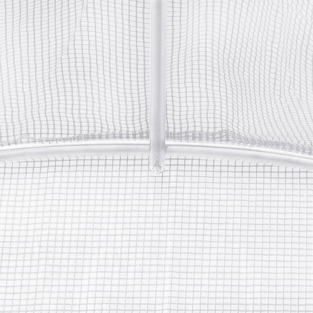 vidaXL Szklarnia ze stalową ramą, biała, 12 m² 6x2x2 m