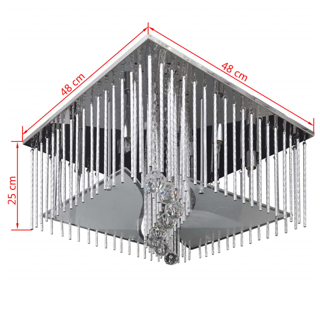 Lampa sufitowa z kryształkami i aluminium