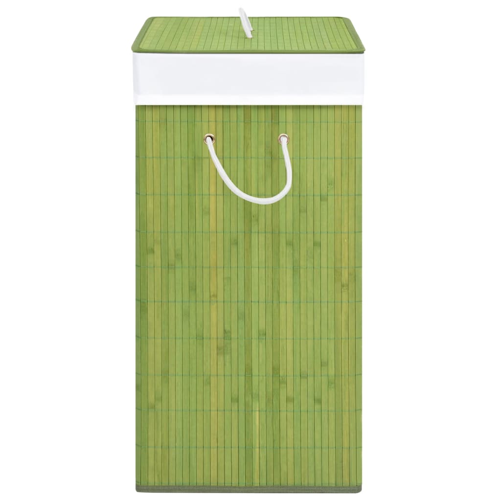 vidaXL Bambusowy kosz na pranie z pojedynczą przegrodą, zielony, 83 L