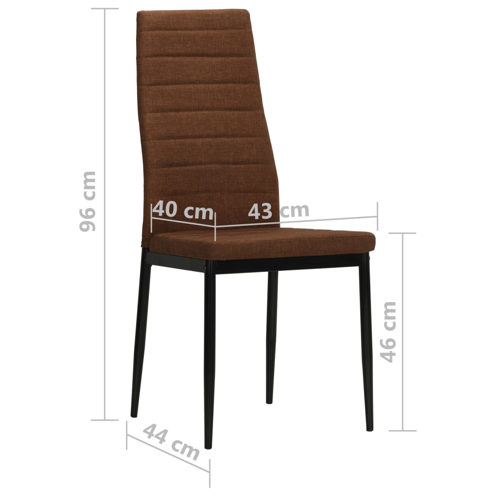 vidaXL Krzesła stołowe, 6 szt., brązowe, tkanina