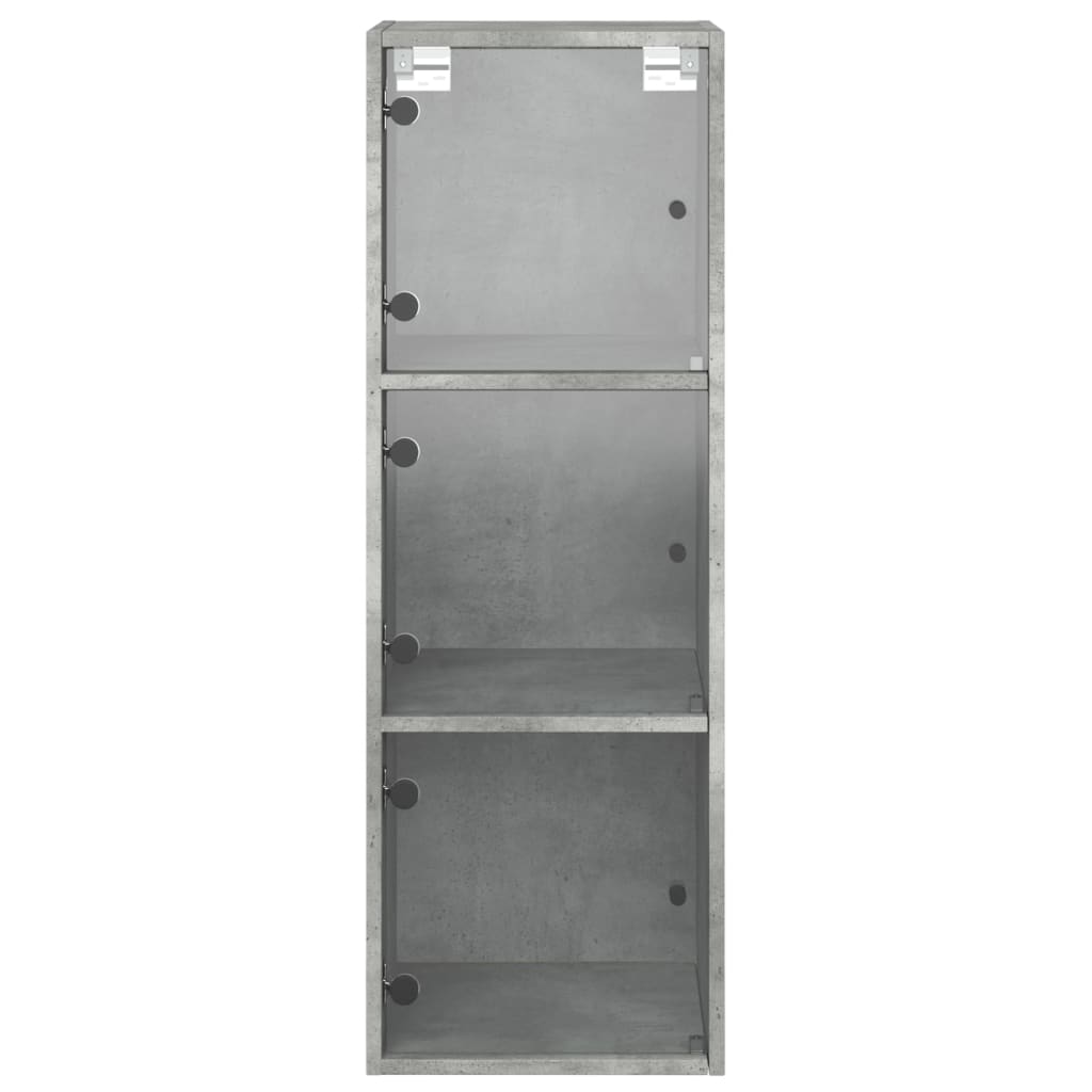 vidaXL Szafka wisząca, szklane drzwi, szarość betonu, 35x37x100 cm