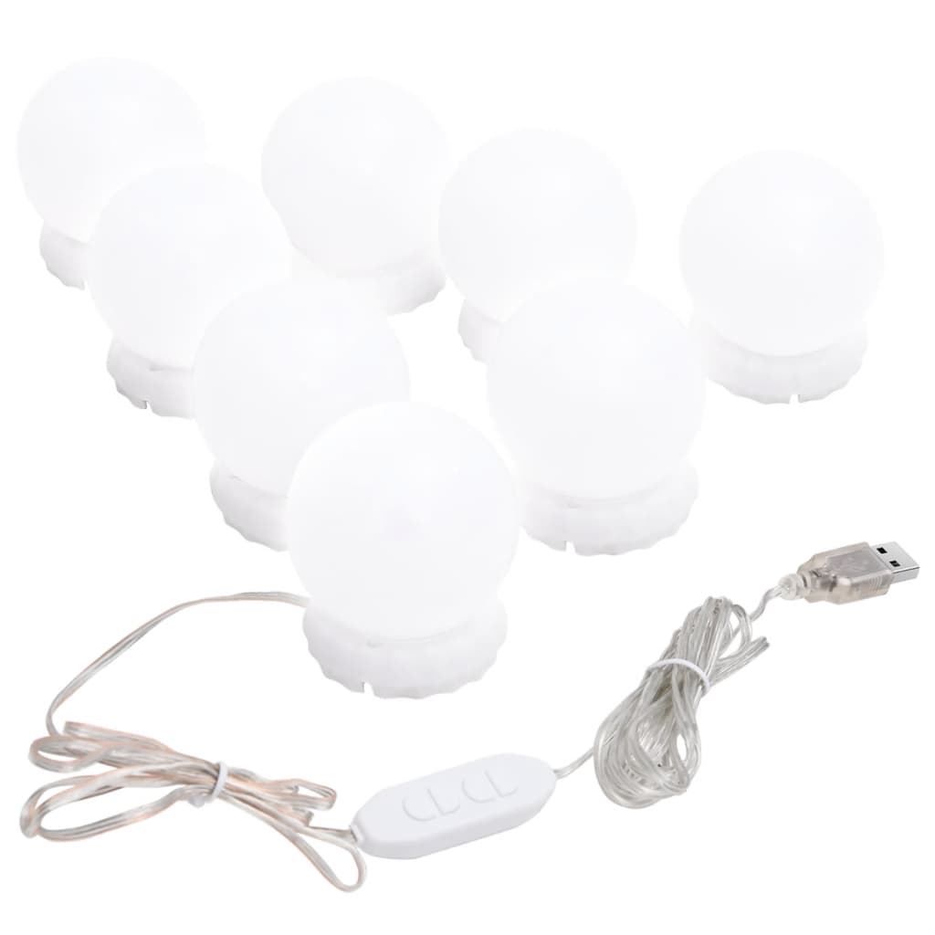 vidaXL Lustro ścienne z lampkami LED, okrągłe, szklane