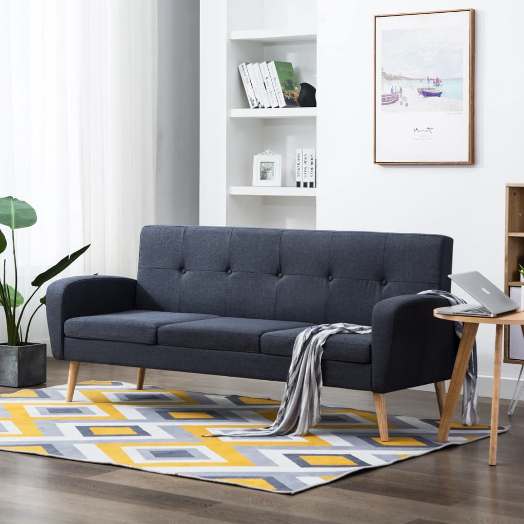 vidaXL 3-osobowa sofa tapicerowana tkaniną, ciemnoszara