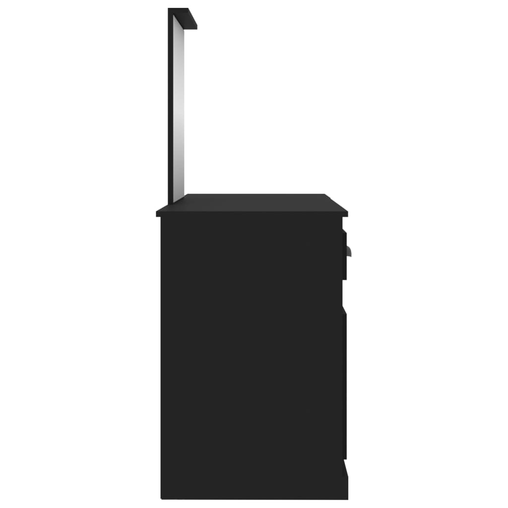 vidaXL Toaletka z lustrem, czarna, 130x50x132,5 cm