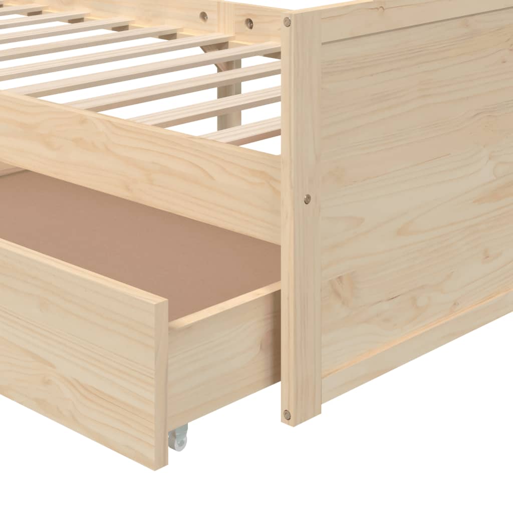 vidaXL Rama łóżka z szufladami, lite drewno sosnowe, 90 x 200 cm