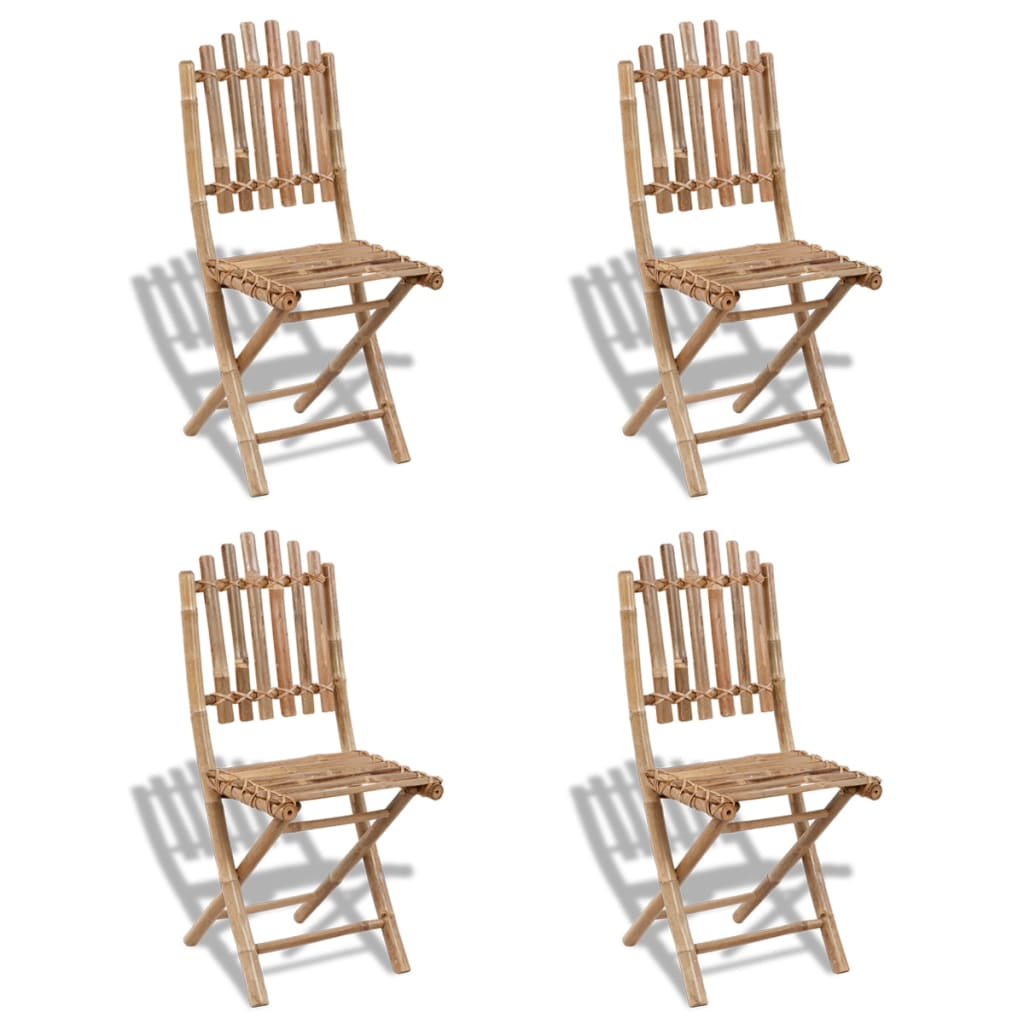 vidaXL Składane krzesła ogrodowe, 4 szt., bambusowe